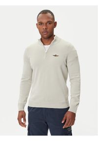 Aeronautica Militare Sweter 252MA1578UL00506 Beżowy Regular Fit. Kolor: beżowy. Materiał: bawełna