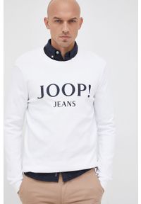 JOOP! - Joop! bluza bawełniana męska kolor biały z nadrukiem. Kolor: biały. Materiał: bawełna. Wzór: nadruk