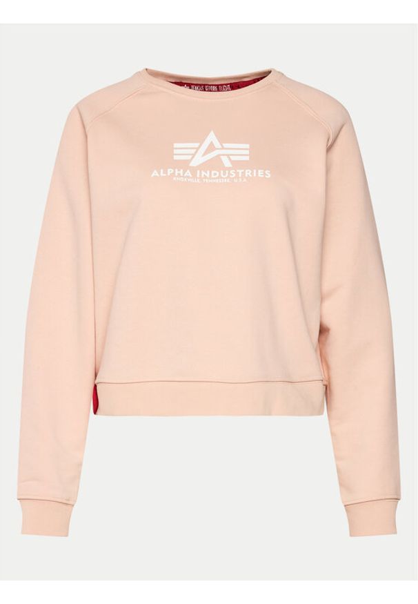 Alpha Industries Bluza Basic Boxy 128052 Różowy Regular Fit. Kolor: różowy. Materiał: bawełna