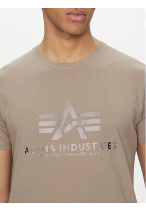 Alpha Industries T-Shirt Basic 100501 Beżowy Regular Fit. Kolor: beżowy. Materiał: bawełna