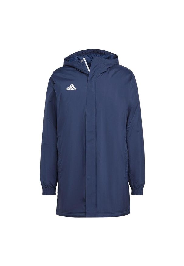 Adidas - Entrada 22 Stadium Jacket. Kolor: niebieski. Materiał: materiał. Długość: długie