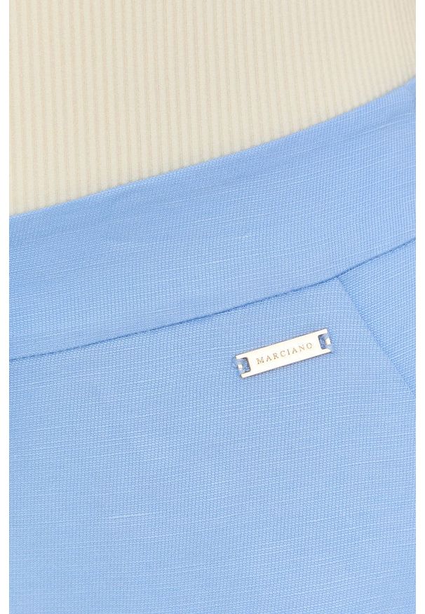 Marciano Guess spodnie z domieszką lnu damskie kolor fioletowy szerokie high waist. Stan: podwyższony. Kolor: fioletowy. Materiał: len