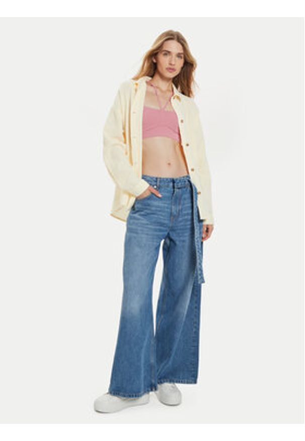 Roxy Koszula Morning Time ERJWT03639 Beżowy Loose Fit. Kolor: beżowy. Materiał: bawełna