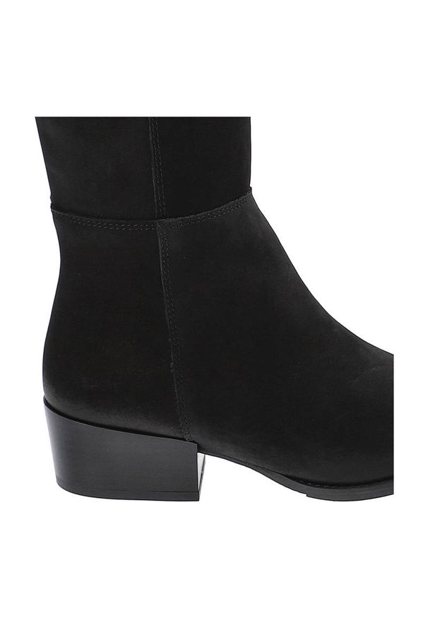 Czarne Kozaki Gamis Damskie Modne Skórzane Buty. Okazja: na co dzień. Kolor: czarny. Materiał: skóra. Sezon: zima, jesień. Obcas: na obcasie. Styl: elegancki, casual. Wysokość obcasa: średni