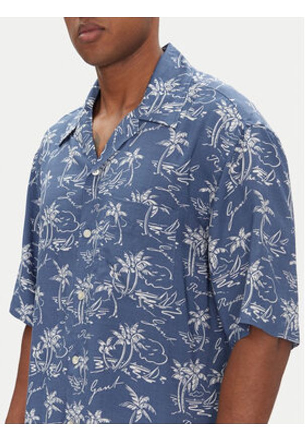 GANT - Gant Koszula Island Print 3250071 Niebieski Relaxed Fit. Kolor: niebieski. Materiał: wiskoza. Wzór: nadruk