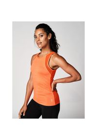 Koszulka fitness damska z tyłem wykonanym z siateczki STRONG ID. Kolor: pomarańczowy, wielokolorowy, żółty. Materiał: poliester. Sport: fitness #1