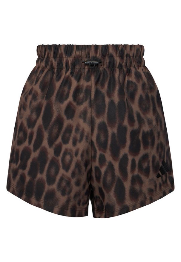 Adidas - adidas Szorty sportowe Seasonal Essentials Leopard Print JZ0199 Brązowy Regular Fit. Kolor: brązowy. Materiał: syntetyk. Wzór: nadruk