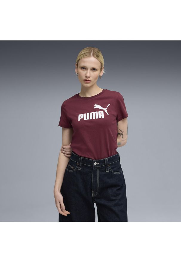 Puma - Damska koszulka z logo ESS No. 1 PUMA. Kolor: czerwony, biały, wielokolorowy. Sport: bieganie