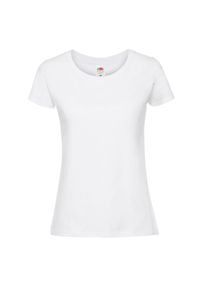 FRUIT OF THE LOOM - Koszulka Damska Iconic 195 Premium Ringspun Cotton T-shirt. Kolor: biały. Sport: turystyka piesza