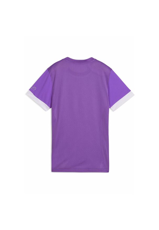 Puma - Damska koszulka do padla z grafiką INDIVIDUAL PUMA Purple Glimmer White. Kolor: biały, wielokolorowy, fioletowy. Wzór: nadruk