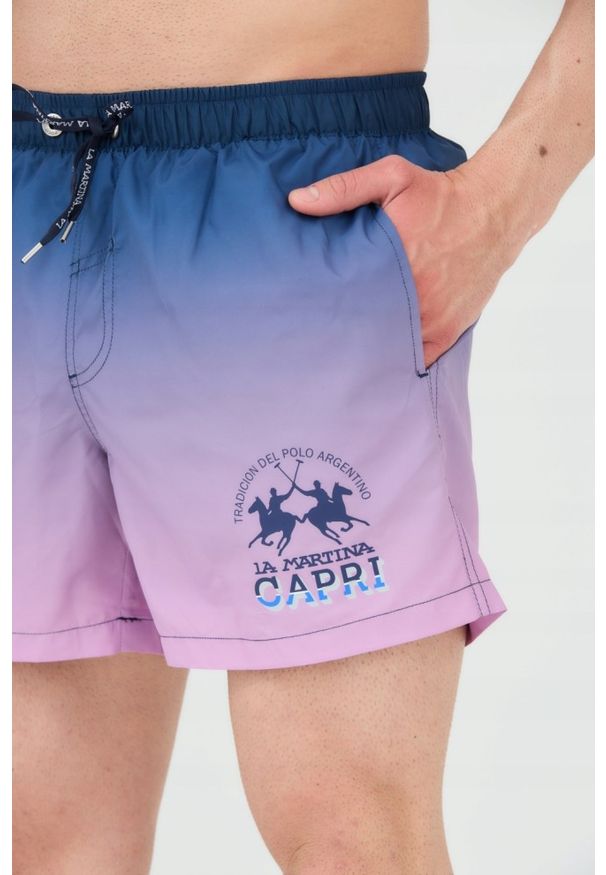 La Martina - LA MARTINA Spodenki kąpielowe męskie różowe, Rozmiar XXL. Kolor: różowy. Materiał: poliester. Wzór: gradientowy