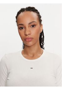 Tommy Jeans Bluzka Essential DW0DW17387 Écru Slim Fit. Materiał: bawełna #3