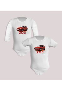 nikiniki - Peugeot 205 — body (Rozmiar: 9M; Długość rękawa: krótki; Rodzaj nadruku: Peugeot 205). Materiał: bawełna. Wzór: nadruk