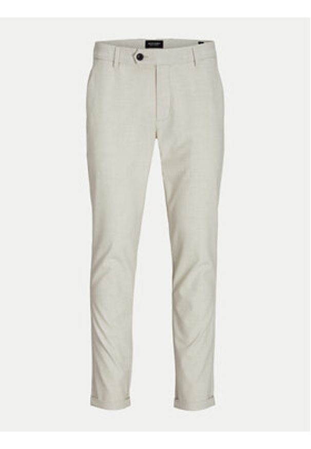 Jack & Jones - Jack&Jones Chinosy Marco 12193553 Beżowy Slim Fit. Kolor: beżowy. Materiał: syntetyk