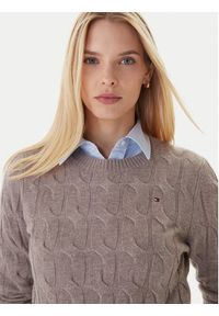 TOMMY HILFIGER - Tommy Hilfiger Sweter WW0WW43586 Beżowy Regular Fit. Kolor: beżowy. Materiał: wełna #4