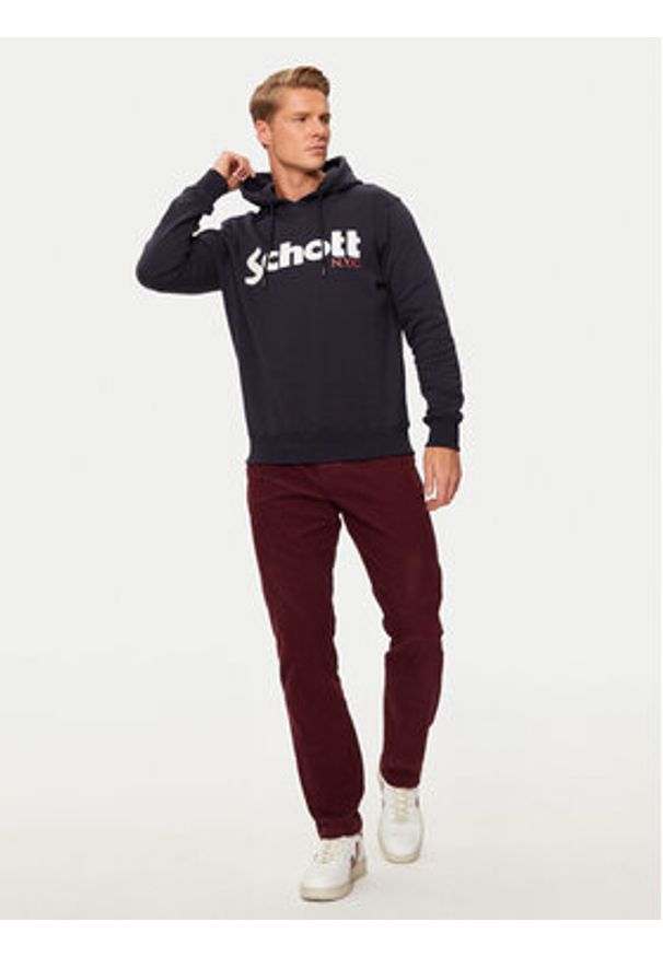 Schott NYC Bluza SWHOOD Granatowy Regular Fit. Kolor: niebieski. Materiał: bawełna