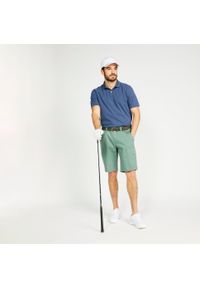 INESIS - Koszulka polo do golfa z krótkim rękawem męska Inesis MW500. Typ kołnierza: golf, polo. Kolor: niebieski. Materiał: bawełna, materiał, poliester. Długość rękawa: krótki rękaw. Długość: krótkie. Wzór: ze splotem. Styl: sportowy, klasyczny