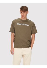 Only & Sons T-Shirt MTV 22022779 Brązowy Regular Fit. Kolor: brązowy. Materiał: bawełna