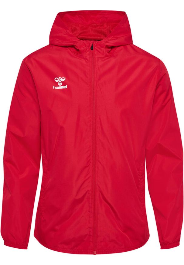 Kurtka sportowa z kapturem Hummel Essential AW Jacket. Typ kołnierza: kaptur. Kolor: czerwony, wielokolorowy, różowy. Styl: sportowy