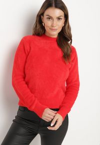 Born2be - Czerwony Puchaty Sweter Wełniany Helmintts. Kolor: czerwony. Materiał: wełna. Długość rękawa: długi rękaw. Długość: długie #3
