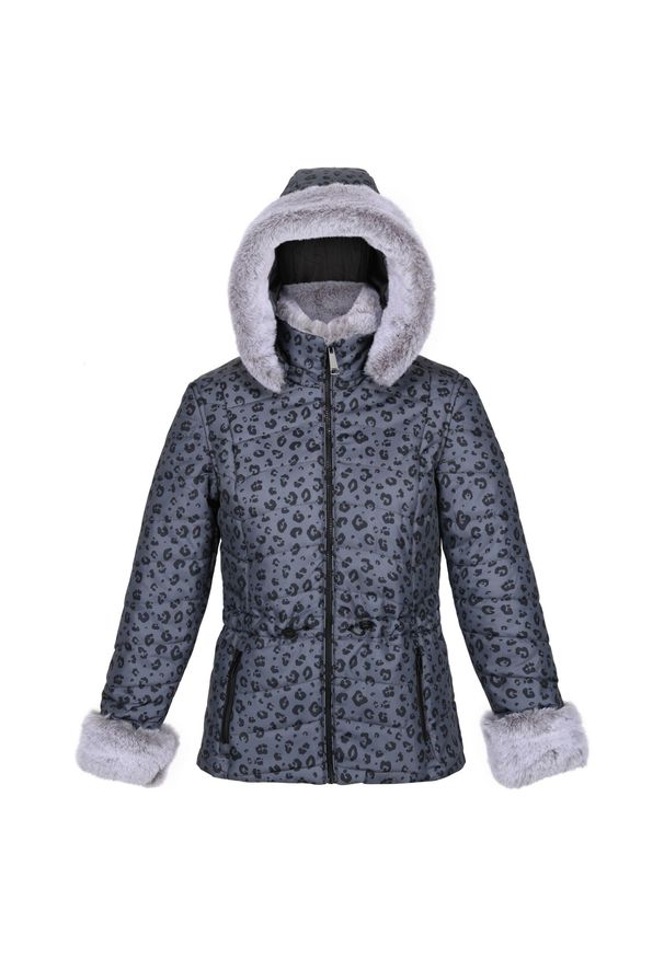 Regatta - Kurtka Ocieplana Damska We Wzór Zwierzęcy Willabella. Kolor: czarny. Materiał: puch. Wzór: motyw zwierzęcy. Sport: turystyka piesza