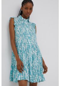 Answear Lab sukienka mini rozkloszowana. Kolor: niebieski. Materiał: tkanina. Typ sukienki: rozkloszowane. Styl: wakacyjny. Długość: mini #4