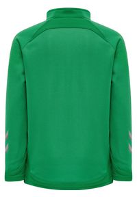 Dziecięca kurtka dresowa 1/2 zip Hummel Lead. Kolor: zielony. Materiał: dresówka. Wzór: jodełka, nadruk