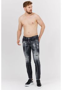 DSQUARED2 Czarne jeansy męskie super twinky jean. Kolor: czarny. Wzór: aplikacja #5