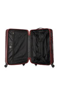 Wittchen - Średnia walizka z ABS-u w ukośną kratkę bordowa. Kolor: czerwony. Materiał: guma. Wzór: kratka #7
