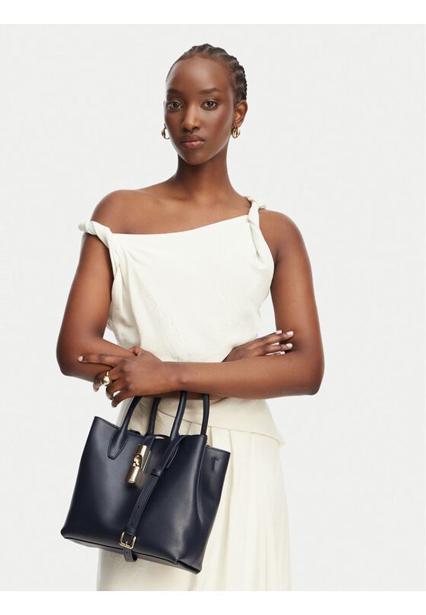 Furla Torebka Goccia S WB01949 ARE000 KH 4852S Granatowy. Kolor: niebieski. Materiał: skórzane