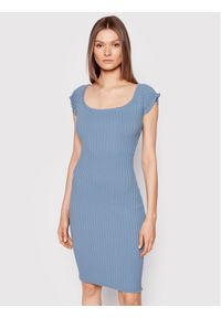 Guess Sukienka dzianinowa W2YK54 Z30L1 Niebieski Slim Fit. Kolor: niebieski. Materiał: bawełna #1