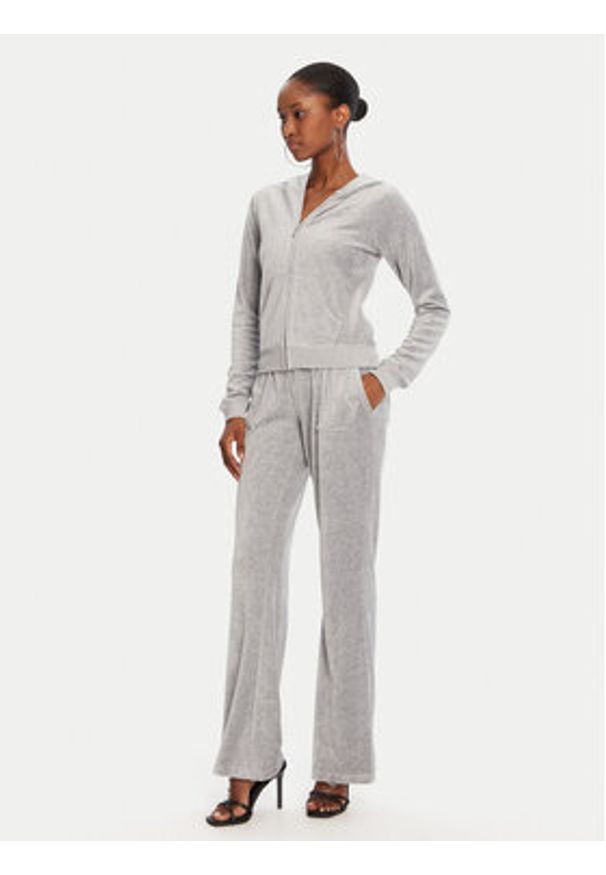 Juicy Couture Bluza Robyn JCSEBJ007 Szary Slim Fit. Kolor: szary. Materiał: bawełna, welur