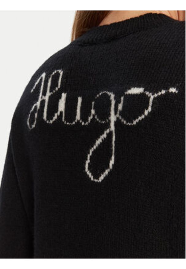 Hugo - HUGO Sweter Solanu 50545092 Czarny Regular Fit. Kolor: czarny. Materiał: wełna