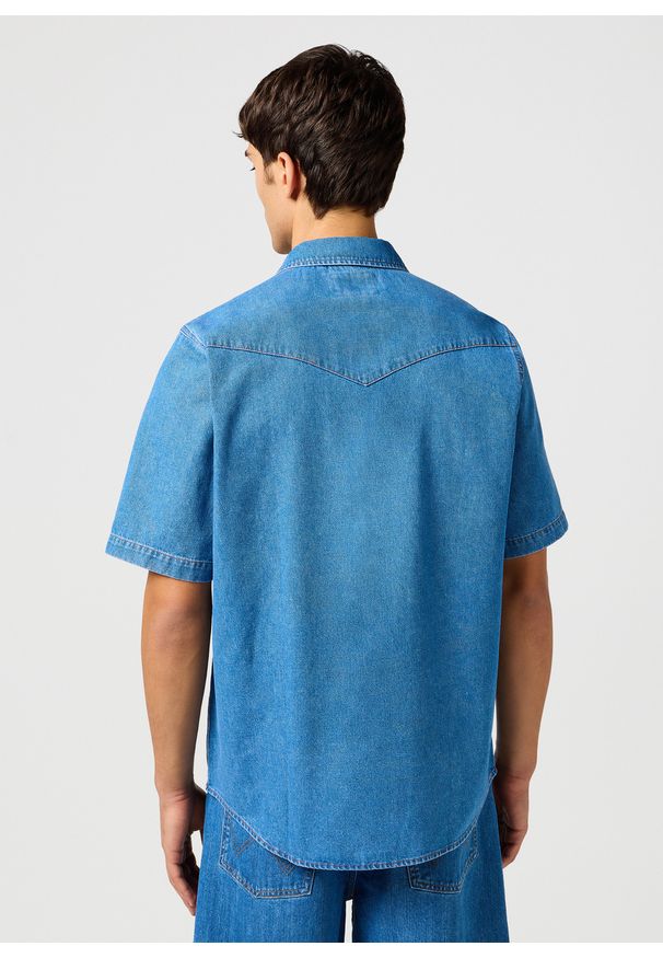 Wrangler - MESKA KOSZULA WRANGLER SS WESTERN SHIRT MID WASH 112362743