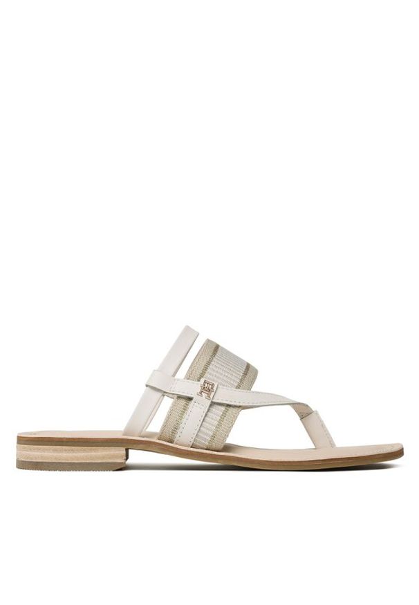 TOMMY HILFIGER - Tommy Hilfiger Japonki Th Webbing Mule Sandal FW0FW07275 Biały. Kolor: biały. Materiał: skóra