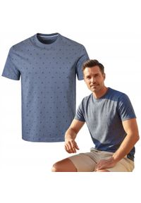 Męska Koszulka (T-Shirt) - Pako Jeans - Niebiesko-Stalowa, Drobne Literki. Okazja: na co dzień. Kolor: niebieski. Materiał: bawełna. Wzór: nadruk. Styl: casual #3