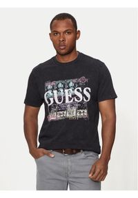 Guess T-Shirt M4YI79 K9RM1 Czarny Regular Fit. Kolor: czarny. Materiał: bawełna