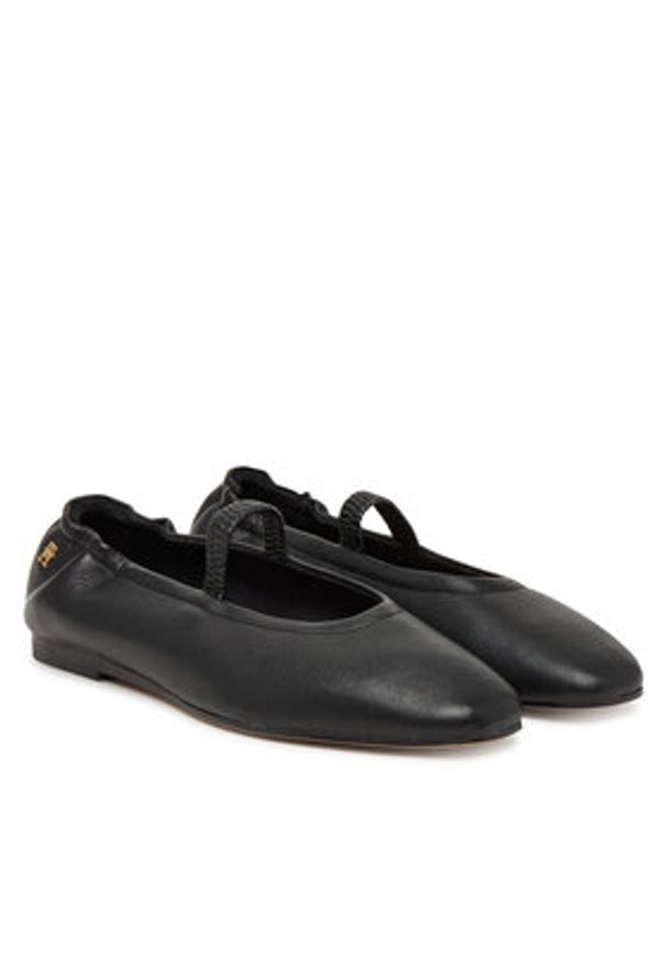 TOMMY HILFIGER - Tommy Hilfiger Baleriny Soft Leather Ellastic Ballerina FW0FW09245 Czarny. Kolor: czarny. Materiał: skóra