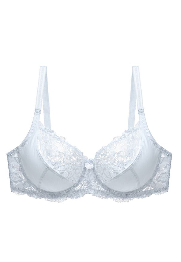 Intica - Biustonosz koronkowy push-up z efektem dekoltu Edda. Kolor: biały. Materiał: koronka. Rodzaj stanika: push-up. Wzór: koronka