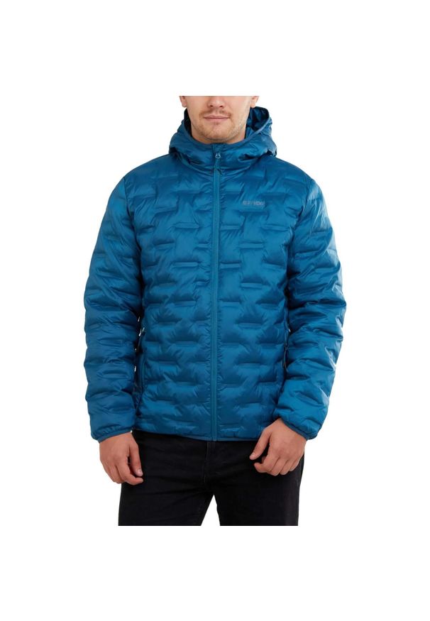 FUNDANGO - Kurtka męska Fundango Smoke z kapturem. Typ kołnierza: kaptur. Kolor: niebieski. Sezon: zima. Sport: turystyka piesza