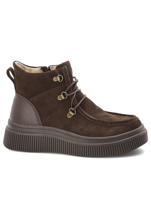 Brązowe Botki Filippo Ocieplane Buty Damskie. Okazja: na spacer, na co dzień. Kolor: brązowy. Materiał: zamsz. Styl: casual, elegancki