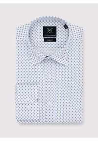 Pako Lorente - PAKO LORENTE – Biała koszula niebieskie trójkąty. Okazja: na co dzień, na imprezę. Typ kołnierza: button down. Kolor: niebieski, biały, wielokolorowy. Długość: długie. Wzór: gładki, nadruk, kwiaty. Materiał: tkanina, elastan, włókno, materiał, bawełna, skóra, jeans. Długość rękawa: długi rękaw. Sezon: wiosna, lato. Styl: casual, elegancki #2