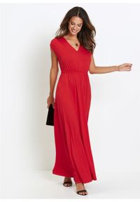 Długa sukienka z dżerseju LENZING™ ECOVERO™ bonprix truskawkowy. Kolor: czerwony. Materiał: jersey. Długość: maxi #4