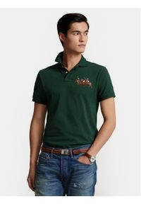 Polo Ralph Lauren Polo 710814437005 Zielony Custom Slim Fit. Typ kołnierza: polo. Kolor: zielony. Materiał: bawełna