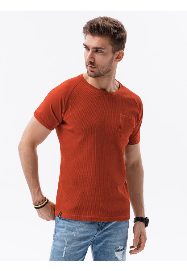 Czerwony t-shirt Ombre Clothing klasyczny