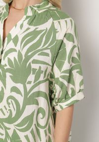 Born2be - Zielona Wiskozowa Rozkloszowana Sukienka z Falbaną Filindania. Okazja: na co dzień. Kolor: zielony. Materiał: wiskoza. Styl: elegancki, casual #7