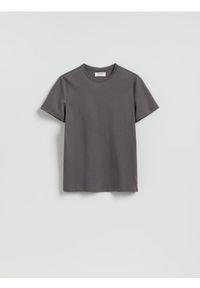 Reserved - T-shirt slim z bawełny pima - ciemnoszary. Kolor: szary. Materiał: bawełna