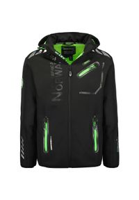 Kurtka softshell męska Geographical Norway ROYAUTE Black/Green.. Kolor: czarny, wielokolorowy, zielony. Materiał: poliester, elastan. Sezon: wiosna. Sport: turystyka piesza #1