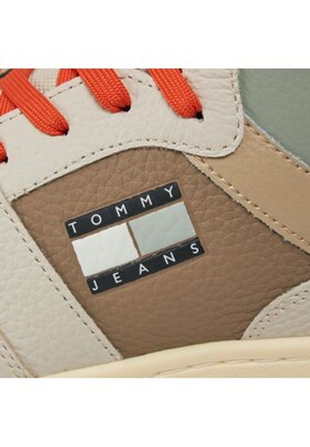 Tommy Jeans Sneakersy Tjm Basket Mid Leather EM0EM01258 Beżowy. Kolor: beżowy. Materiał: skóra