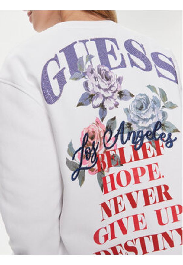 Guess Bluza Destiny W4RQ10 K9Z21 Biały Regular Fit. Kolor: biały. Materiał: bawełna